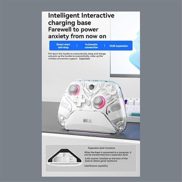 K10 Gaming Controller med Opladningsdock RGB Hall Effect Joystick Trigger til Switch/PC Orange