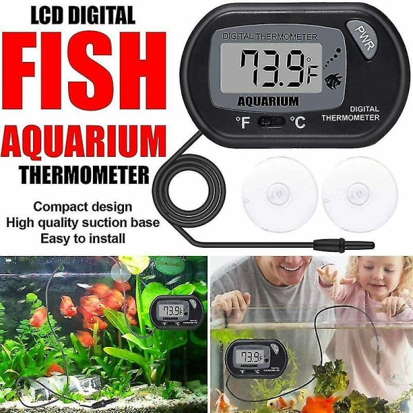 Digital LCD-skjerm Fiskeakvarium Reptil Terrarium Temperatur Termometer Probe Meter Kjøleskap med sugekopp Dyreutstyr