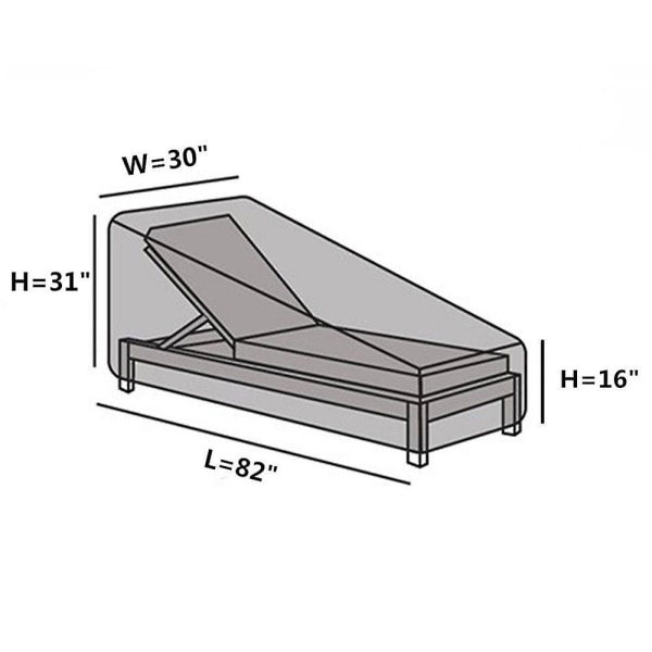 Beskyttende betræk til solseng, 208 x 76 x 41/79 cm Vandtæt solsengbetræk Presenning Havemøbelbetræk Grey