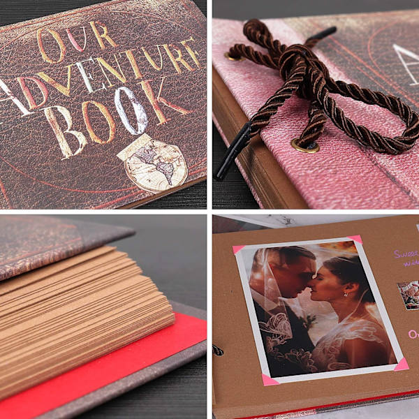 Scrapbooking-valokuva-albumi, perinteinen DIY-romu, seikkailukirjamme alkuperäinen lahja äitienpäivälle, koulunopettajalle, naiselle, jouluksi, ystävänpäiväksi, syntymäpäiväksi