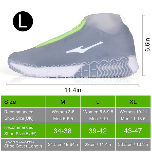 Vanntette skotrekk, gjenbrukbare sammenleggbare sklisikkert regnskotrekk med glidelås, skobeskyttere Oversko Regnkalosjer Transparent XL