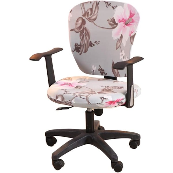 Kontorstoltrekk for datamaskin - Split beskyttende stretchstoff polyester universal skrivebordsstoltrekk stretch svingstoltrekk, gråblå