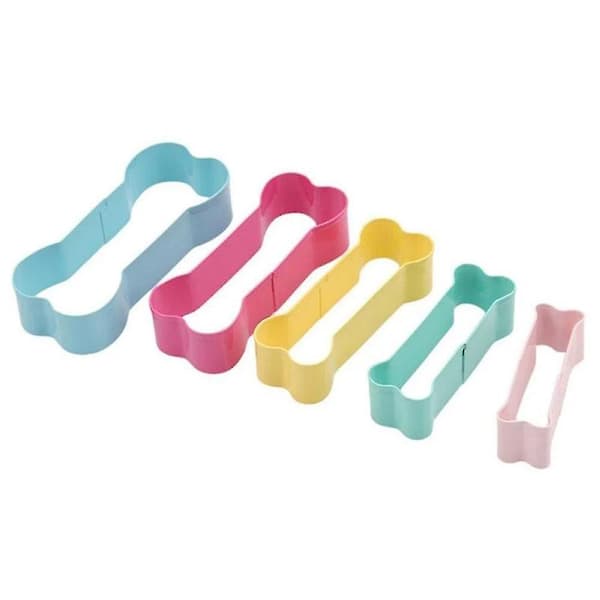 5 stk. Stålkiksudstikker Cookie Mold Bone Shape  Sæt