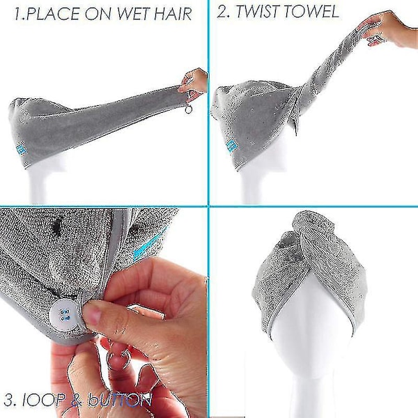 Snabbtorkande hårmössa för kvinnor, mikrofiberhårhandduk, superabsorberande, snabbtorkande hårmössa