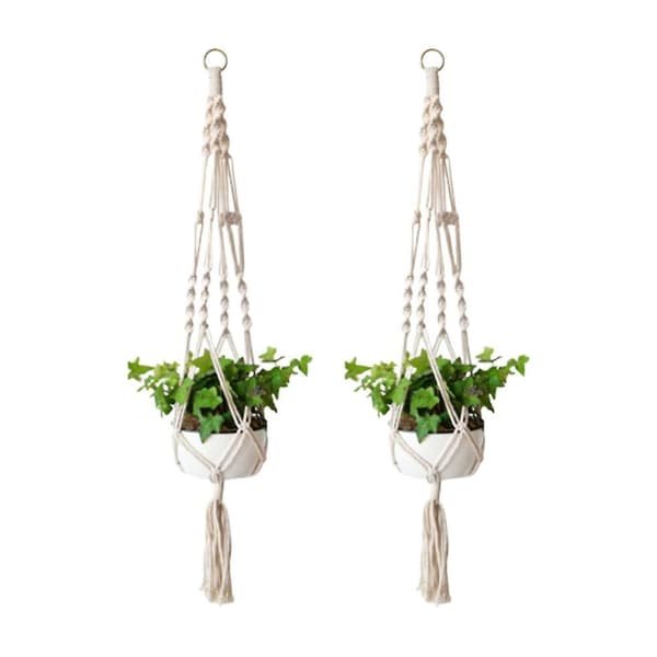 2 st Macrame växt hängare inomhus bomull Macrame växt hängare (100 cm)