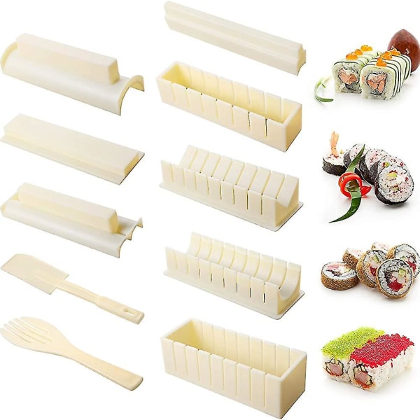 Sushitillverkningskit för nybörjare 10 stycken Acsergery Gift Plast Sushi Maker Tool