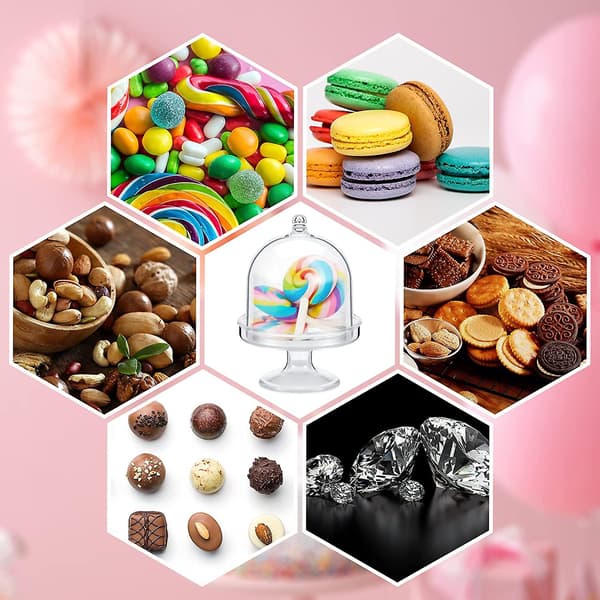 48 stk Mini Plast Cupcake Stativ med Lopp Tiny Cupcake Stativ Rund Kake Stativ Mini Kake Holder med Lopp