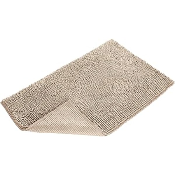 Basics Sklisikker Shag Mikrofiber Badematte, 1' x 1', Beige