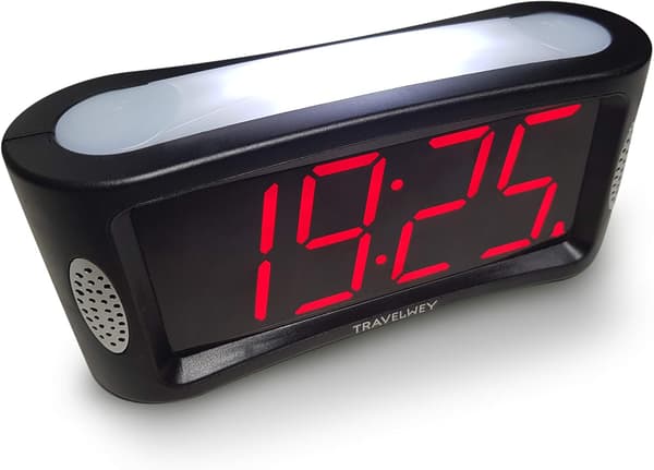 LED Digital väckarklocka - Väckarklocka för tunga sovare Stor röd nummerdisplay Ljus väckarklocka - Svart 12/24 timmar