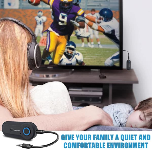 3,5 mm Bluetooth-sender, trådløs bærbar stereosender, parret med Bluetooth-mottaker, USB-drevet