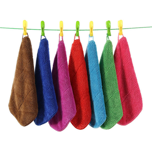 (25 x 30 cm, punainen väri) Ripustettavat käsipyyhkeet Koralli mikrokuitu fleece käsipyyhkeet keittiöön