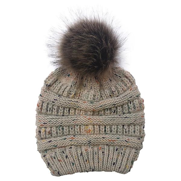 Talvinen neulottu pipo Confetti lämmin pompom-hattu naisille musta Beige