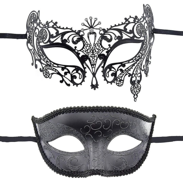 Par venetiansk maske, 2 stykker, maskerademaske til karnevalsfest Kostume balfest karnevalsaften