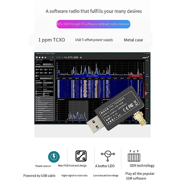 Mini Malakiitti SDR-vastaanotin, Rf-analysaattori, Laajakaistaspektrinanalysaattori 25MHz-1896MHz RTLSDR