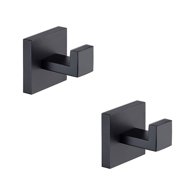 Badhanddukskrokar Matt Svart, 2-pack Rostfritt Stål Rock & Klädkrok, Heavy Duty Väggkrok För Badrum & Kök