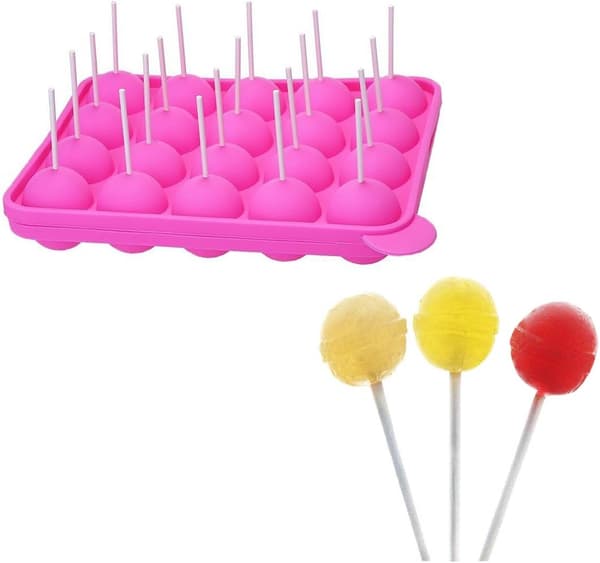 20 stycken med pinnar, icke-klibbiga, klubba formar silikonplatta för att göra Cake Pop Cakes Bakverk - Rosa