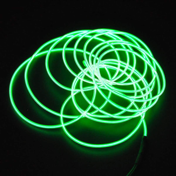 5m El Wire El Kabel Neonljus Belysning Elektroluminescens Batteridriven Green