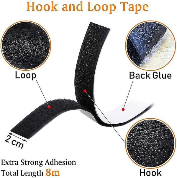 Nylon spänne tejp självhäftande 50m extra stark, dubbelsidig tejp med nylon spänne 20mm bred
