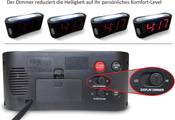 LED Digital väckarklocka - Väckarklocka för tunga sovare Stor röd nummerdisplay Ljus väckarklocka - Svart 12/24 timmar