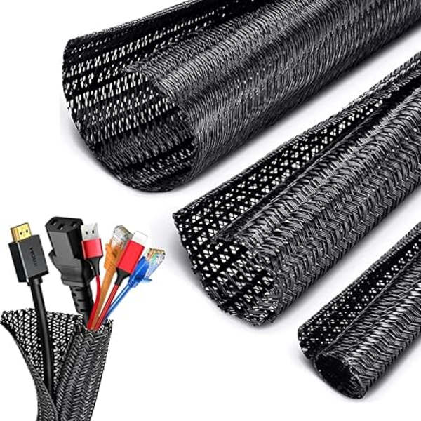 Datakabelhylse 3 meter Φ13-14mm Fleksibel Justerbar, Kabelhåndtering Kabelhåndtering Sporet Flettet Pet Lagring, Kabeldekselbeskyttelse for