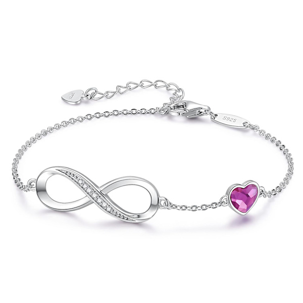 Hjärtformad symbolberlockarmband för kvinnor, justerbart 925 sterling silver Style C