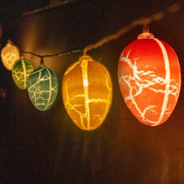 Påskäggsdekorationer Påsk-tema Fairy Lights med 20 färgglada ägg som drivs av batteri påskdekorationer Color