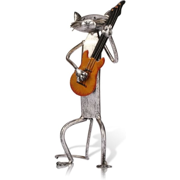 Kissa metalliveistos kitarahahmolla lahjoja kiitospäiväksi, jouluksi, askarteluun ja kodin sisustamiseen, Style3
