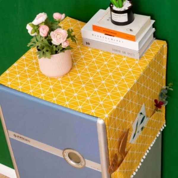 Refrigerator dust cover Multi purpose washing machine top cover with refrigerator storage bag yellow