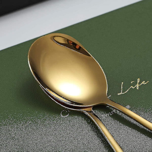 Guld serveringsskeer 4 stk., Inkluder 2 serveringsskeer 2 hulskeer