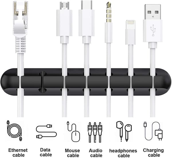 3 stk. kabelholder, multifunktionel kabelarrangør, kabelstyring til USB-opladerkabel lydkabel