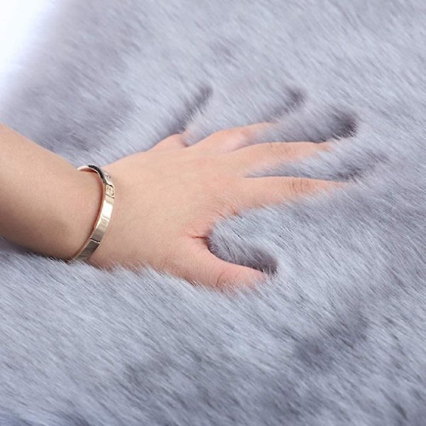 Faux fårskinn plysch matta, 2x5 fot mjuk och tjock stolssoffa överdrag lurvig matta halkfri matta för sovrum, modern dekor matta, varm konstgjord päls soffa C Gray