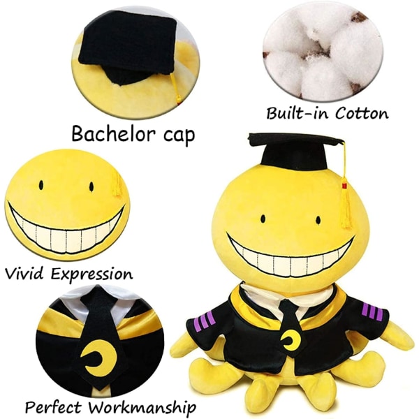 Manga-pehmolelu Koro Sensei Luokkahuonehahmo Mustekala Pehmolelu Nukke Hauska Täytetty Keltainen Piirretty Heittotyyny Kokoelma Lahjat 30cm