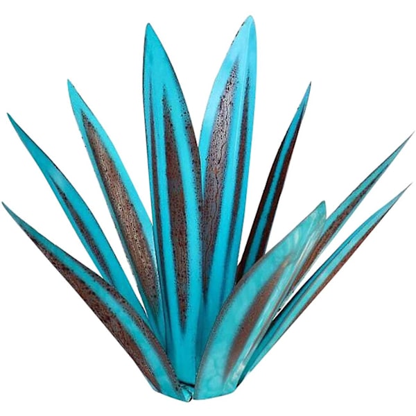 Agave växt metall trädgårdsdekoration antik metallskulptur antik trädgårdsstaty blå-27cm