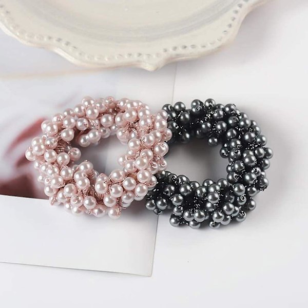 Hår Scrunchie Perle Elastisk Hårstrik Tilbehør Til Kvinner Og Jenter Pakke Med 4