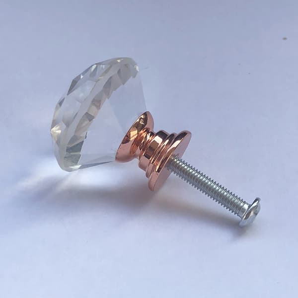 13 stk. 30mm lyserøde krystal zinklegeringsmøbelgreb