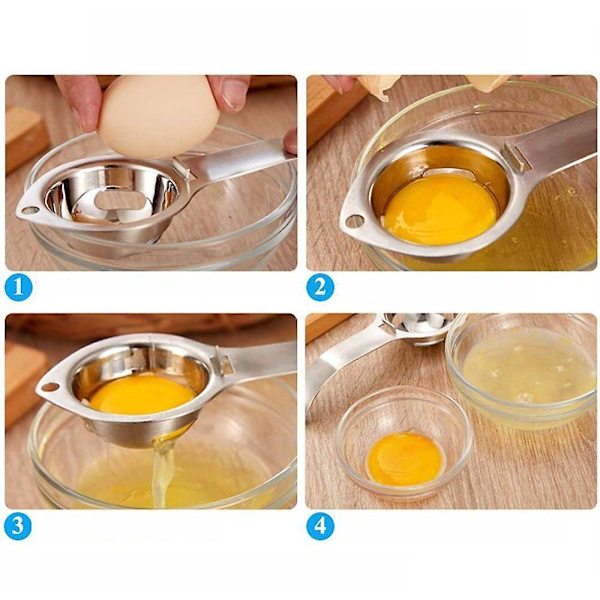 304 rustfritt stål eggeskiller lang håndtak eggesil