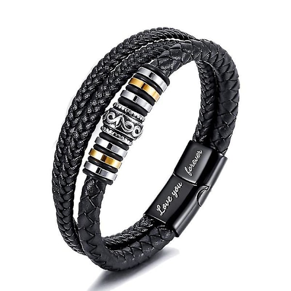 Moderigtigt justerbart armbånd til mænd, armbånd med teksten 'Love You Forever' til min søn, gaver med kort og æske