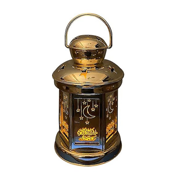 Ramadan Dekoration Lykta LED-lampor Eid Mubarak Prydnader Islam Muslimsk Festtillbehör Eid Al Adha Ramadan Kareem Gold
