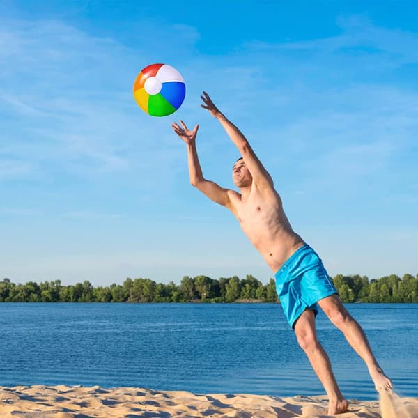 4 stk. strandbolde, oppustelige strandbolde, til strandpool-fest, badelegetøj strandbolde børn voksne bolde legetøj til sommerstrandfest, poolbolde.