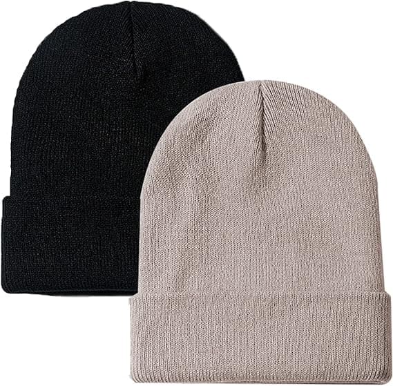 2-pack mössa för män och kvinnor, slouchy mössa, mjuk stickad vintermössa, unisex skidmössa
