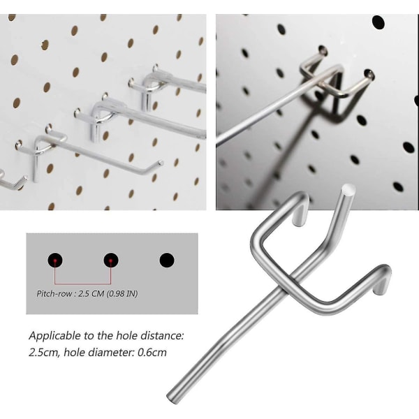 60 stk. Pegboard-kroker Metall Pegboard-kroker Pegboard-tilbehør Garasjekroker Verktøyorganisering