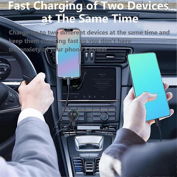 Bluetooth 5.3 FM-lähetin autoon, Bluetooth-autoadapteri, tukee MP3-soitinta, handsfree-puheluita, LED-taustavalo, U-levy