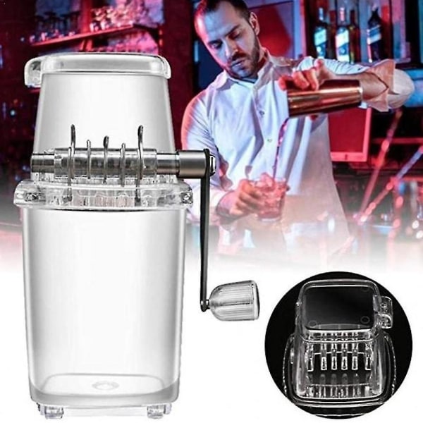 1,25l Bärbar Transparent Manuell Ice Crusher Cutter Chopper Kvarn Handvev Maskin Hand Is Rakmaskin Ismaskin