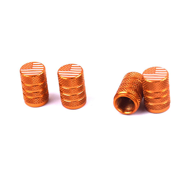 Däckventilskaftlock - (5-pack) Däckluftlock i metall med plastfoder Korrosionsbeständig - Orange