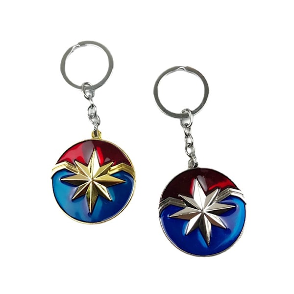 2 stk. Marvel Logo Metal Nøglering Avengers Captain Nøglering Guld+Sølv