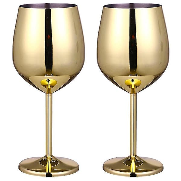 2 stk. rustfrit vinglas i rustfrit stål - Uknuselige vinglas til rejser, camping og pool, 500 ml