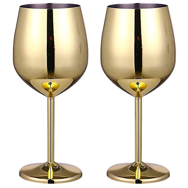 2 stk rustfritt stål vinglass - Uknuselige vinglass for reiser, camping og basseng, 500 ml