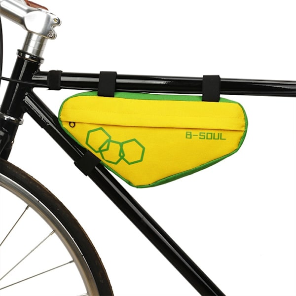 Vandtæt cykelpose gul grøn polyester cykel trekantstaske forrør rack cykelpose cykeltilbehør