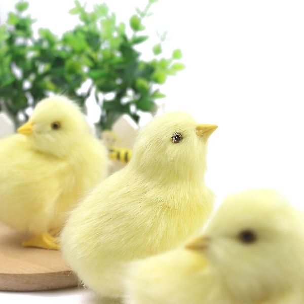 Kylling leketøy med galende falsk kylling påskedekorasjon DIY miniatyr kylling hagedekorasjon hjem påskefestdekorasjon Chick 4