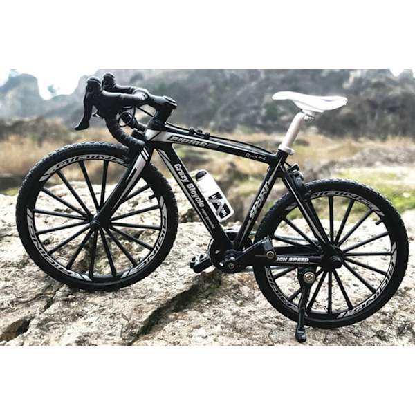 1-pakke: 8-legering simuleringscykelmodel pendul mini cykel racerlegetøjsmodel samling sort